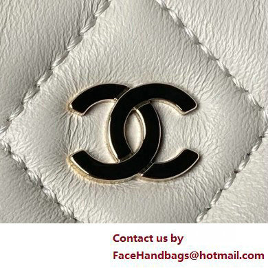 Chanel Lambskin  &  Gold-Tone Metal Clutch with Chain Bag AP4000 White 2025